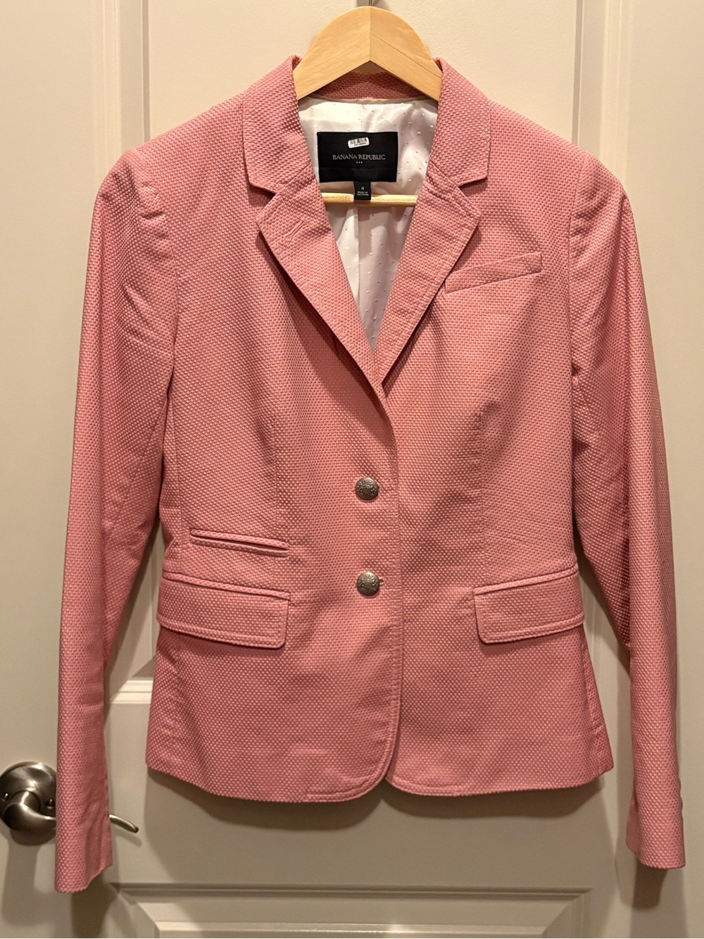 Banana Republic Rose Pink Textured Tailored Blazer